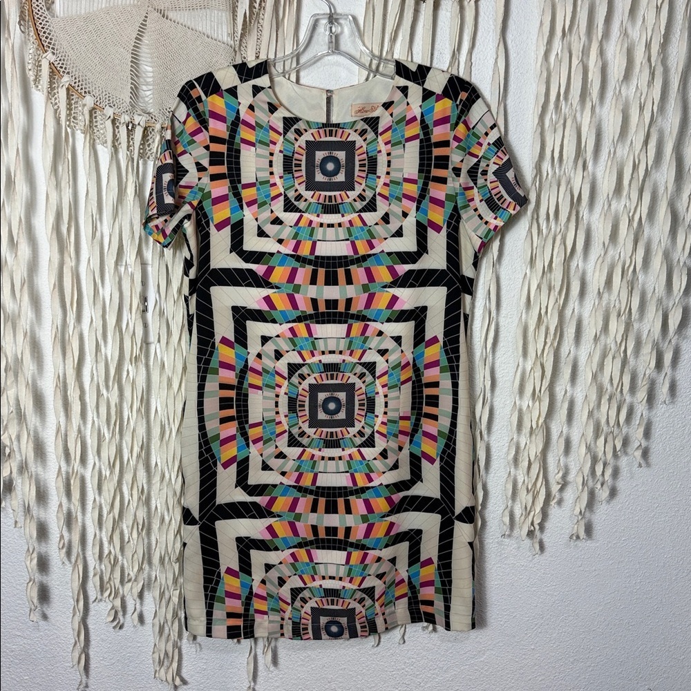 Mara Hoffman Colorful Kaleidoscope Short Sleeve Shift Dress Size XS